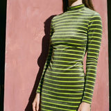 Lime Diagonal-Stripe Velvet, Polyester