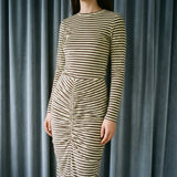 Brown Horizontal-Stripe Velvet, Polyester, 220 gsm
