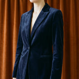 Polyester Stretch Velvet Fabric, 300 gsm, 165 cm — Navy
