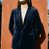 Polyester Stretch Velvet Fabric, 300 gsm, 165 cm — Navy