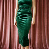 Polyester Stretch Velvet Fabric, 260 gsm, 188 cm — Green
