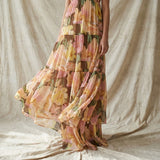 Pink Abstract-Floral Chiffon, Polyester, 95 gsm