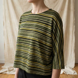 Black Diagonal-Stripe Jersey Knit, Polyester, 205 gsm