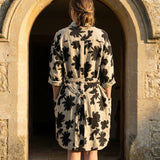 Black Abstract-Floral Woven, Viscose-Linen