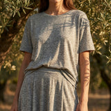 Heather Grey Marl Jersey Knit, Poly-Linen, 130 gsm
