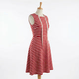 Red Horizontal-Stripe French Terry, Cotton-Poly, 270 gsm