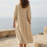 Polyester Stretch Linen-Look Fabric, 170 gsm, 150 cm — Beige