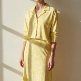 Light Yellow Floral Jersey Knit, Cotton-Modal