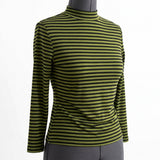 Black Horizontal-Stripe Jersey Knit, Polyester, 126 gsm