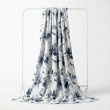 Blue Watercolor-Floral French Terry, Polyester