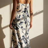 Blue Watercolor-Floral French Terry, Polyester