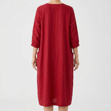 Crimson Linen-Look, Polyester