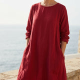 Crimson Linen-Look, Polyester