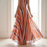 Multicolor Vertical-Stripe Lace, Polyester