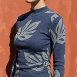 Blue Abstract Rib Knit, Cotton