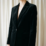 Polyester Stretch Velvet Fabric, 300 gsm, 185 cm — Black