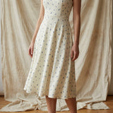 Blue Floral Crepe, Polyester, 170 gsm