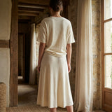 Cream Marl Rib Knit, Poly-Linen