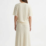Cream Marl Rib Knit, Poly-Linen