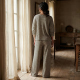 Black Horizontal-Stripe Linen-Look, Viscose, 200 gsm