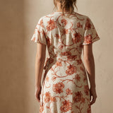 Rust Floral Crepe, Polyester