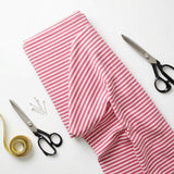 Pink Horizontal-Stripe Jersey Knit, Cotton-Poly, 180 gsm