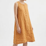 100% Linen Woven Fabric, 125 gsm — Orange