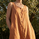 100% Linen Woven Fabric, 125 gsm — Orange