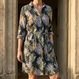 Green Tropical-Leaf Woven, Tencel Lyocell-Linen