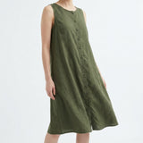 Polyester Stretch Linen-Look Fabric, 230 gsm, 168 cm — Green