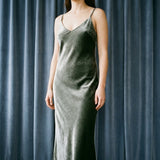 Muted Green Horizontal-Stripe Velvet, Poly-Viscose