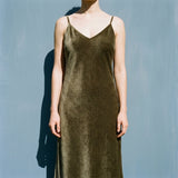 Muted Green Horizontal-Stripe Velvet, Poly-Viscose