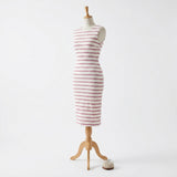 Pink Horizontal-Stripe Crepe, Poly-Viscose