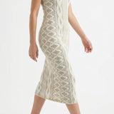 Cream Vertical-Stripe Interlock Knit, Spandex