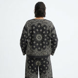 Black Paisley Linen-Look, Polyester, 220 gsm