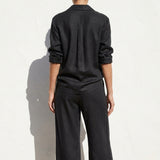 Viscose Stretch Linen-Look Fabric, 190 gsm, 165 cm — Black