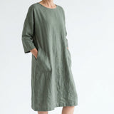 Polyester Stretch Linen-Look Fabric, 265 gsm, 160 cm — Green
