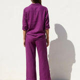 Polyester Stretch Linen-Look Fabric, 210 gsm, 165 cm — Purple