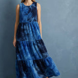 Blue Abstract Sherpa Fleece, Polyester