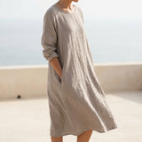 Slub 100% Cotton Linen-Look Fabric, 130 gsm, 135 cm — Beige