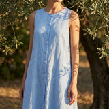 Light Blue Marl Linen-Look, Poly-Viscose