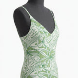 Green Tropical-Leaf Jersey Knit, Viscose