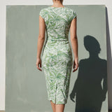 Green Tropical-Leaf Jersey Knit, Viscose
