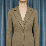 Light Brown Marl Velvet, Viscose-Poly
