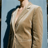 Light Brown Marl Velvet, Viscose-Poly