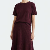 Dark Red Marl Rib Knit, Nylon-Linen