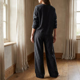 Dark Charcoal Textured Linen-Look, Polyester