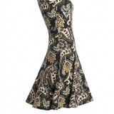 Black Abstract-Paisley Twill, Viscose