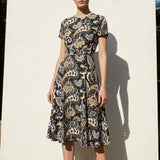 Black Abstract-Paisley Twill, Viscose