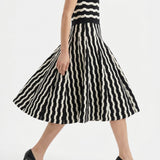 Black Horizontal-Band Jersey Knit, Viscose